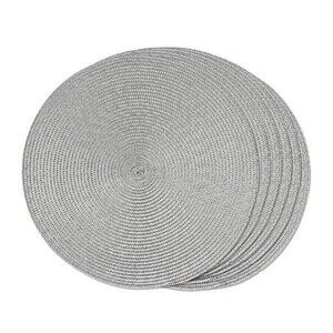 Round Braided Placemats Set of 6 Table Mats Dining Woven Modern Farmhouse Gray